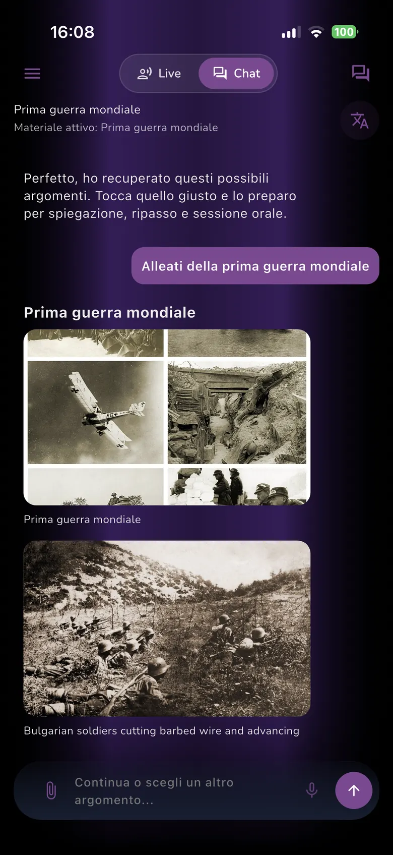 Chat e materiale di studio