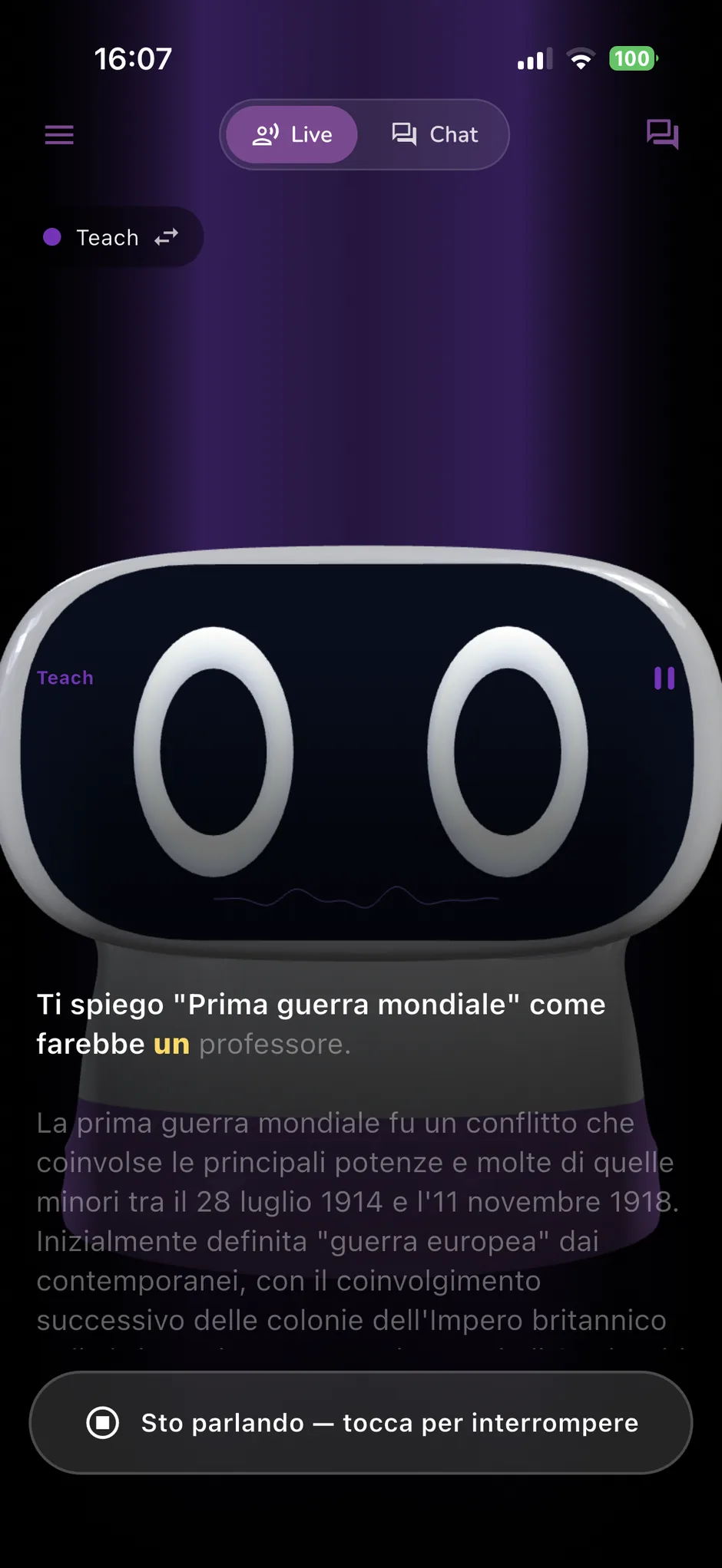 Spiegazioni come farebbe un professore