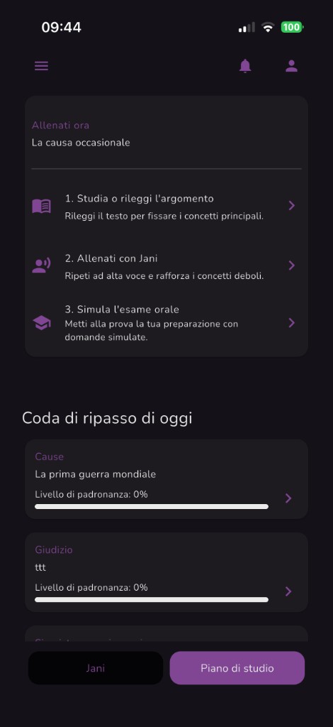 Piano di studio giornaliero