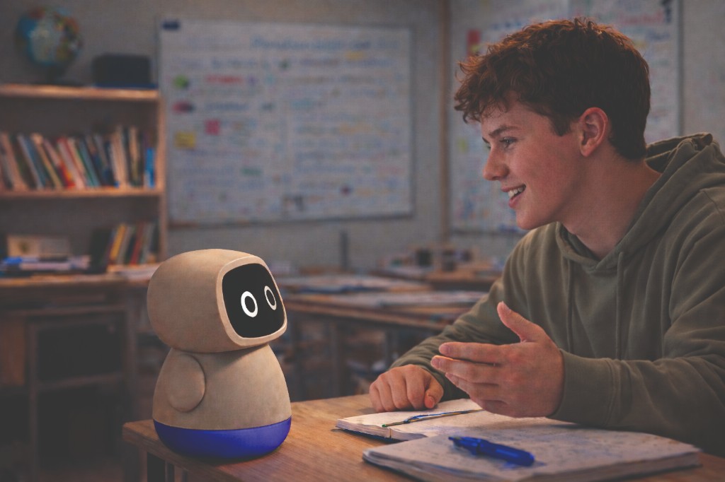 Teach con studente alla scrivania